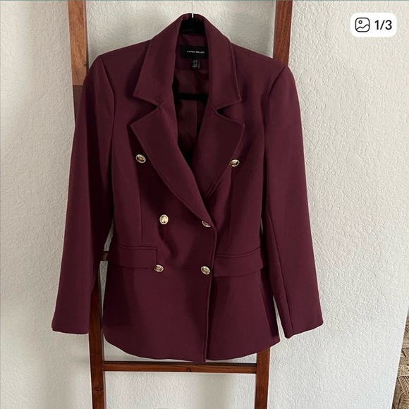 Karen Millen Jackets & Blazers - Karen Millen Burgundy Blazer with Gold Buttons